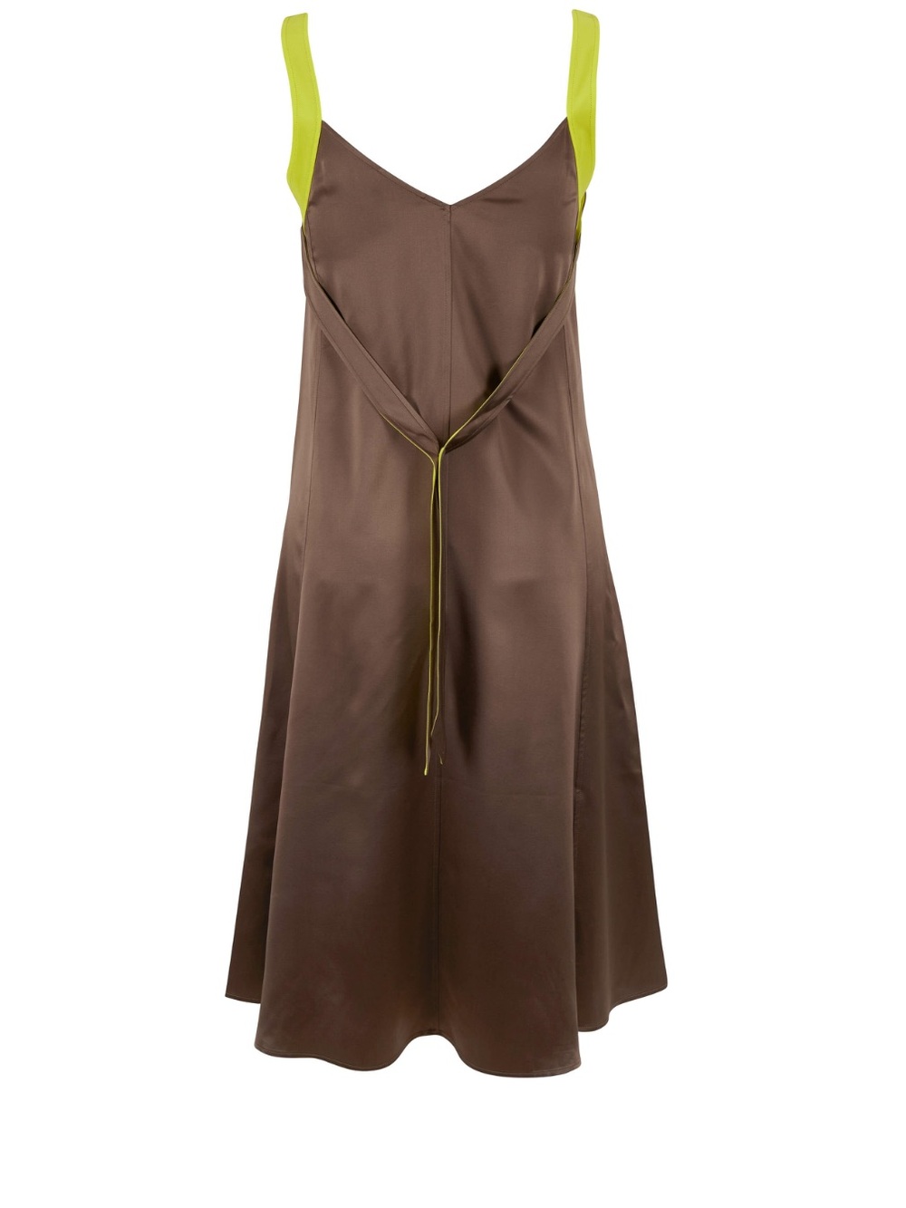 Rag & Bone Minimalist Slip Midi Dress Satin Olive Brown Neon Strap Size S